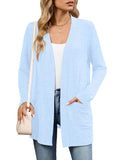Chiclily Women's Open Front Cardigan Shirt Loose Thin Knit Long Sleeve Lightweight Coat for Fall with Pockets