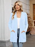 Chiclily Women's Open Front Cardigan Shirt Loose Thin Knit Long Sleeve Lightweight Coat for Fall with Pockets