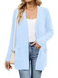 Chiclily Women's Open Front Cardigan Shirt Loose Thin Knit Long Sleeve Lightweight Coat for Fall with Pockets