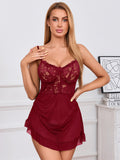 SHOWMALL Women's Lingerie Lace Nightdress Strap Chemise Underwire Bodysuit Sexy V Neck Sleepwear