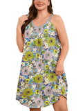 SHOWMALL Sleeveless Nightgowns for Plus Women Sleepwear Wide Strap Sleep Shirt Pleated Scoopneck Lounge Dress with Pockets