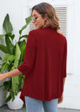 Moodclo Women's Casual Lightweight Open Front Cardigans Soft Draped 3/4 Sleeve Cardigan