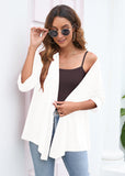 SHOWMALL Women's Casual Lightweight Open Front Cardigans Soft Draped 3/4 Sleeve Cardigan