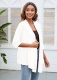 SHOWMALL Women's Casual Lightweight Open Front Cardigans Soft Draped 3/4 Sleeve Cardigan