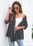 SHOWMALL Women's Casual Lightweight Open Front Cardigans Soft Draped 3/4 Sleeve Cardigan