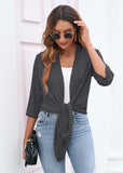 SHOWMALL Women's Casual Lightweight Open Front Cardigans Soft Draped 3/4 Sleeve Cardigan