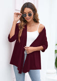 SHOWMALL Women's Casual Lightweight Open Front Cardigans Soft Draped 3/4 Sleeve Cardigan