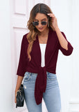 SHOWMALL Women's Casual Lightweight Open Front Cardigans Soft Draped 3/4 Sleeve Cardigan