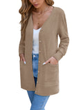 Chiclily Women's Fall Cardigan Lightweight Soft Knit Cardigan Long Sleeve Open Front Coat with Pockets