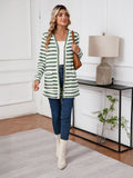 SHOWMALL Women's Button Down Cardigan Long Sleeve Sweater, Stripe Soft Ribbed Knit