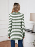 SHOWMALL Women's Button Down Cardigan Long Sleeve Sweater, Stripe Soft Ribbed Knit