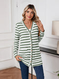 SHOWMALL Women's Button Down Cardigan Long Sleeve Sweater, Stripe Soft Ribbed Knit