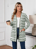 SHOWMALL Women's Button Down Cardigan Long Sleeve Sweater, Stripe Soft Ribbed Knit