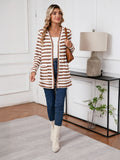 SHOWMALL Women's Button Down Cardigan Long Sleeve Sweater, Stripe Soft Ribbed Knit