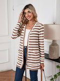 SHOWMALL Women's Button Down Cardigan Long Sleeve Sweater, Stripe Soft Ribbed Knit
