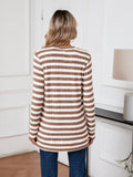 SHOWMALL Women's Button Down Cardigan Long Sleeve Sweater, Stripe Soft Ribbed Knit