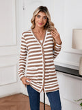 SHOWMALL Women's Button Down Cardigan Long Sleeve Sweater, Stripe Soft Ribbed Knit