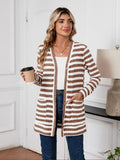 SHOWMALL Women's Button Down Cardigan Long Sleeve Sweater, Stripe Soft Ribbed Knit