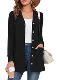 SHOWMALL Women's Long Sleeve Open Front Cardigan Button Down Ribbed Knit