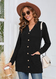 SHOWMALL Women's Long Sleeve Open Front Cardigan Button Down Ribbed Knit