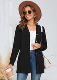 SHOWMALL Women's Long Sleeve Open Front Cardigan Button Down Ribbed Knit