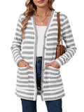 SHOWMALL Women's Button Down Cardigan Long Sleeve Sweater, Stripe Soft Ribbed Knit