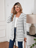 SHOWMALL Women's Button Down Cardigan Long Sleeve Sweater, Stripe Soft Ribbed Knit
