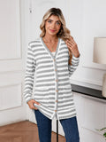 SHOWMALL Women's Button Down Cardigan Long Sleeve Sweater, Stripe Soft Ribbed Knit