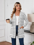 SHOWMALL Women's Button Down Cardigan Long Sleeve Sweater, Stripe Soft Ribbed Knit