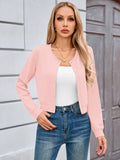 Chiclily Cropped Cardigan Sweaters for Women Long Sleeve Button Down Open Front Knit Bolero Shrugs