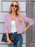 Chiclily Cropped Cardigan Sweaters for Women Long Sleeve Button Down Open Front Knit Bolero Shrugs