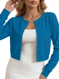 Chiclily Cropped Cardigan Sweaters for Women Long Sleeve Button Down Open Front Knit Bolero Shrugs