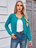 Chiclily Cropped Cardigan Sweaters for Women Long Sleeve Button Down Open Front Knit Bolero Shrugs