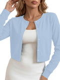 Chiclily Cropped Cardigan Sweaters for Women Long Sleeve Button Down Open Front Knit Bolero Shrugs