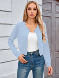 Chiclily Cropped Cardigan Sweaters for Women Long Sleeve Button Down Open Front Knit Bolero Shrugs