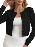 Chiclily Cropped Cardigan Sweaters for Women Long Sleeve Button Down Open Front Knit Bolero Shrugs