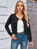 Chiclily Cropped Cardigan Sweaters for Women Long Sleeve Button Down Open Front Knit Bolero Shrugs