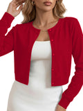 Chiclily Cropped Cardigan Sweaters for Women Long Sleeve Button Down Open Front Knit Bolero Shrugs