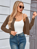 Chiclily Cropped Cardigan Sweaters for Women Long Sleeve Button Down Open Front Knit Bolero Shrugs