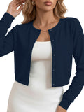 Chiclily Cropped Cardigan Sweaters for Women Long Sleeve Button Down Open Front Knit Bolero Shrugs