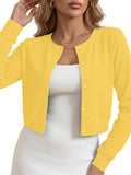 Chiclily Cropped Cardigan Sweaters for Women Long Sleeve Button Down Open Front Knit Bolero Shrugs