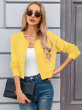 Chiclily Cropped Cardigan Sweaters for Women Long Sleeve Button Down Open Front Knit Bolero Shrugs