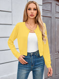Chiclily Cropped Cardigan Sweaters for Women Long Sleeve Button Down Open Front Knit Bolero Shrugs