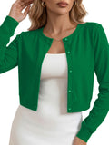 Chiclily Cropped Cardigan Sweaters for Women Long Sleeve Button Down Open Front Knit Bolero Shrugs