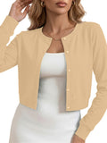 Chiclily Cropped Cardigan Sweaters for Women Long Sleeve Button Down Open Front Knit Bolero Shrugs