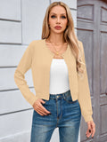 Chiclily Cropped Cardigan Sweaters for Women Long Sleeve Button Down Open Front Knit Bolero Shrugs