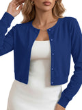 Chiclily Cropped Cardigan Sweaters for Women Long Sleeve Button Down Open Front Knit Bolero Shrugs