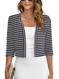 Chiclily Women's 3/4 Sleeve Cropped Cardigans Sweaters Lightweight Open Front Shrugs for Women