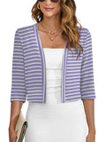 Chiclily Women's 3/4 Sleeve Cropped Cardigans Sweaters Lightweight Open Front Shrugs for Women