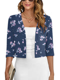 Chiclily Women's 3/4 Sleeve Cropped Cardigans Sweaters Lightweight Open Front Shrugs for Women